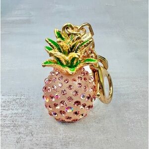 Rhinestone Pineapple Bag Charm Keychain